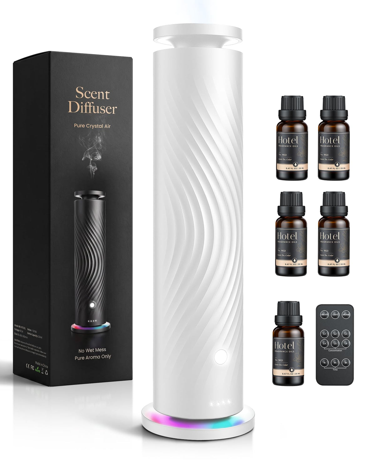 Waterless Essential Oil Diffuser for Home, Starter Kit with 5 Oils