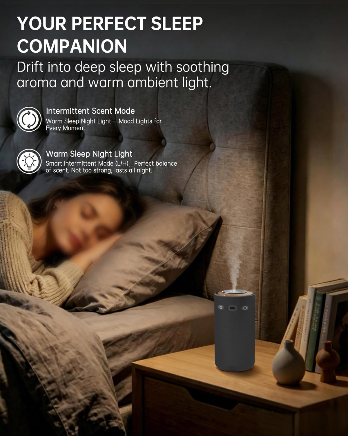 Home & Car Waterless Essential Oil Diffuser,Cordless Portable Fabric