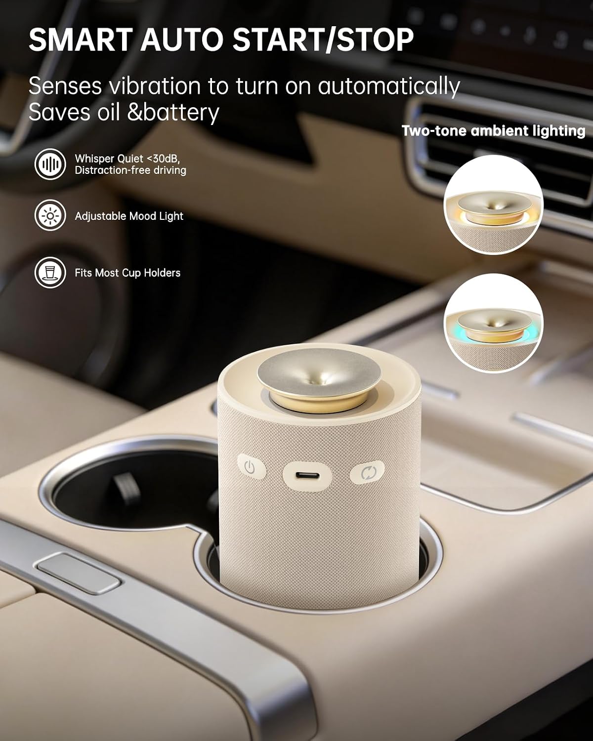 Home & Car Waterless Essential Oil Diffuser,Cordless Portable Fabric