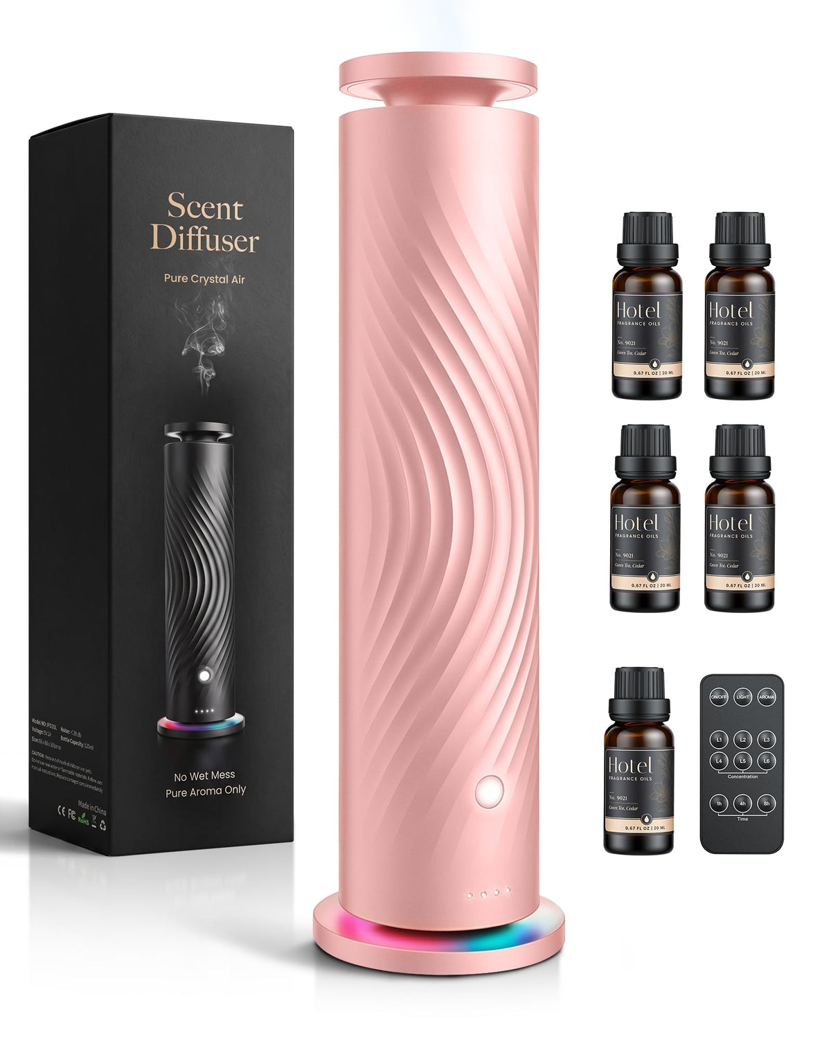 Waterless Essential Oil Diffuser for Home, Starter Kit with 5 Oils