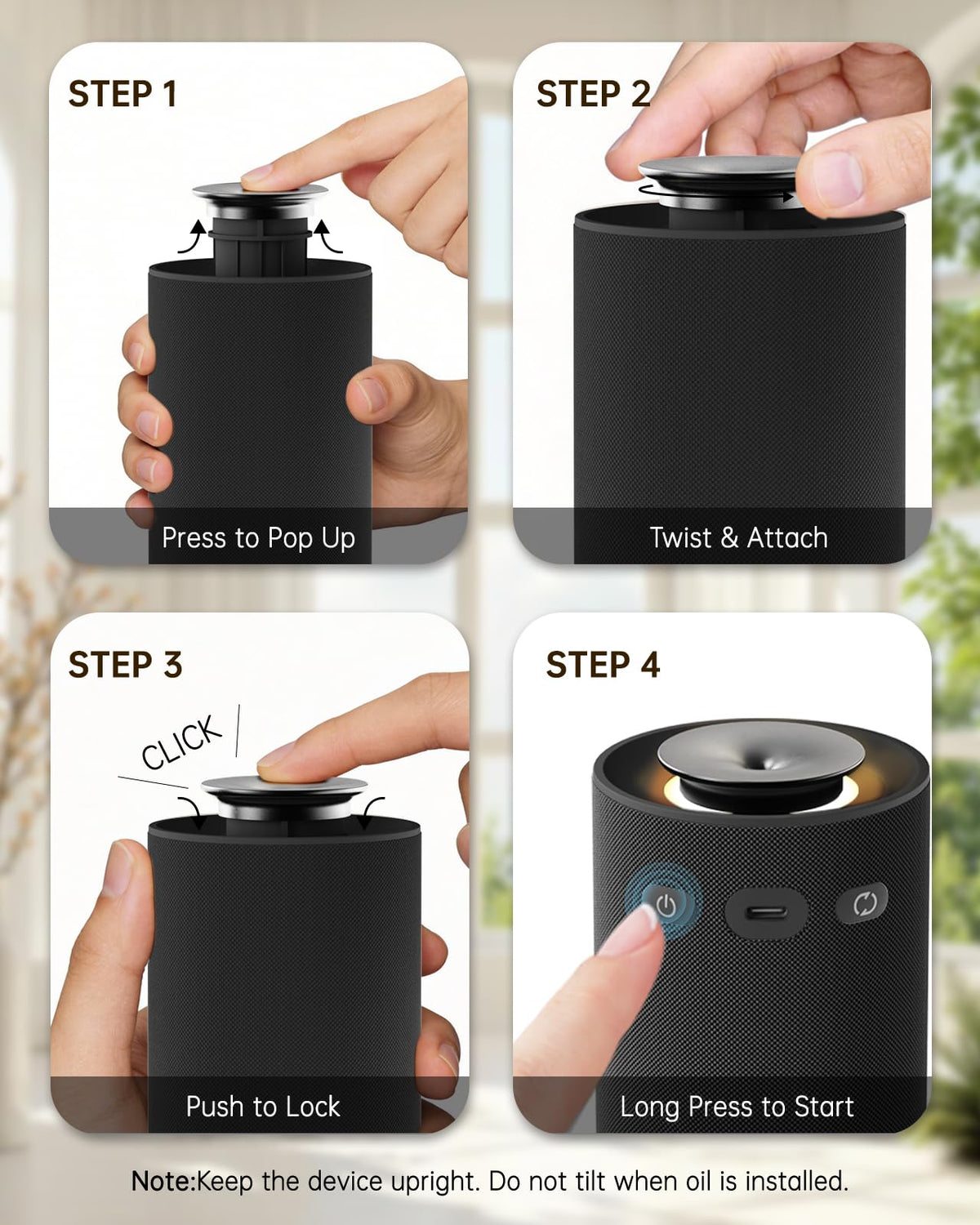 Home & Car Waterless Essential Oil Diffuser,Cordless Portable Fabric