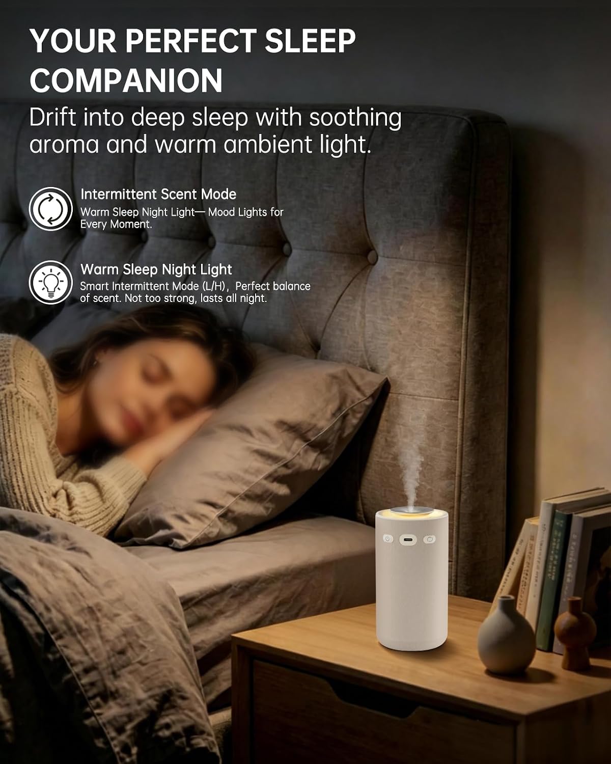 Home & Car Waterless Essential Oil Diffuser,Cordless Portable Fabric