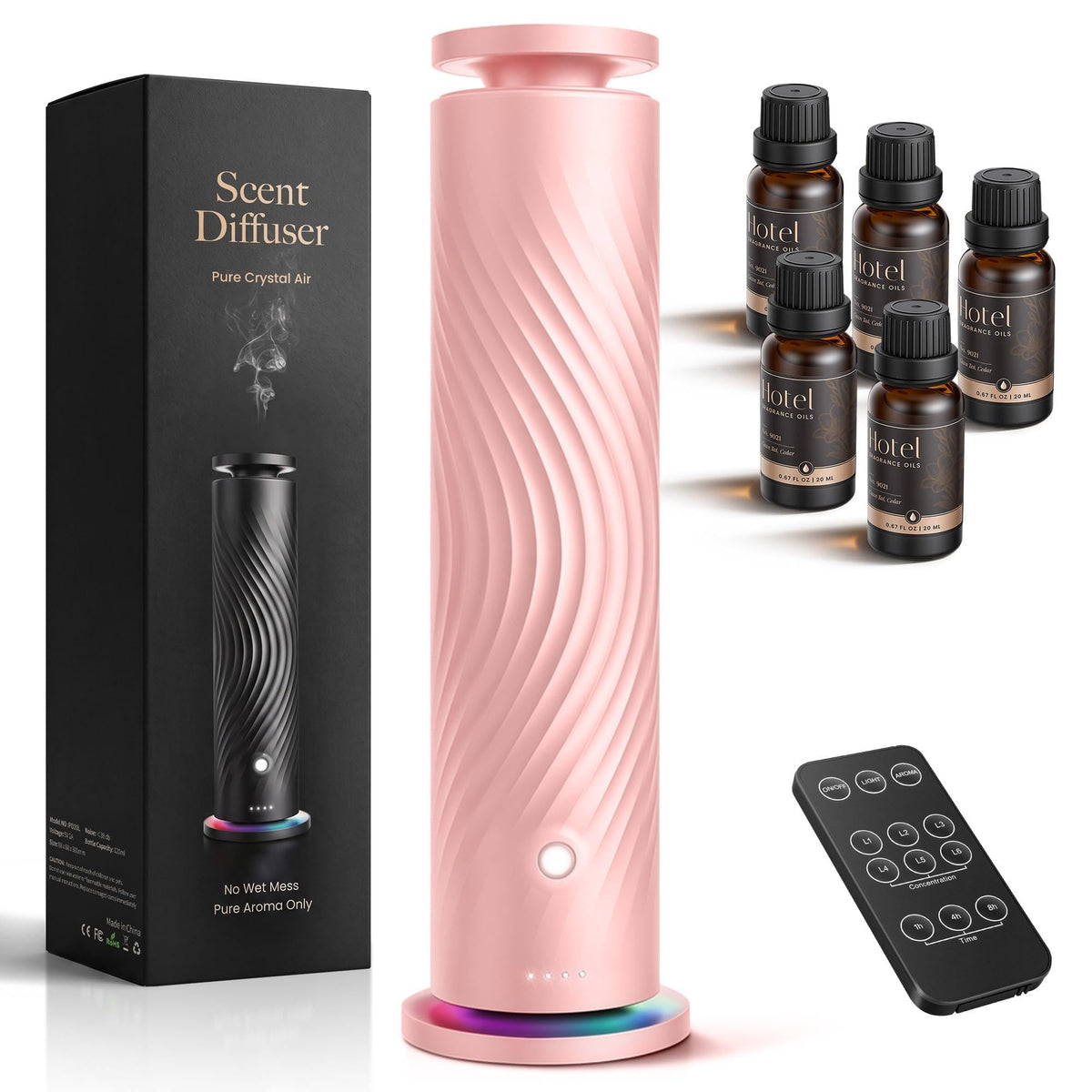 Waterless Essential Oil Diffuser for Home, Starter Kit with 5 Oils