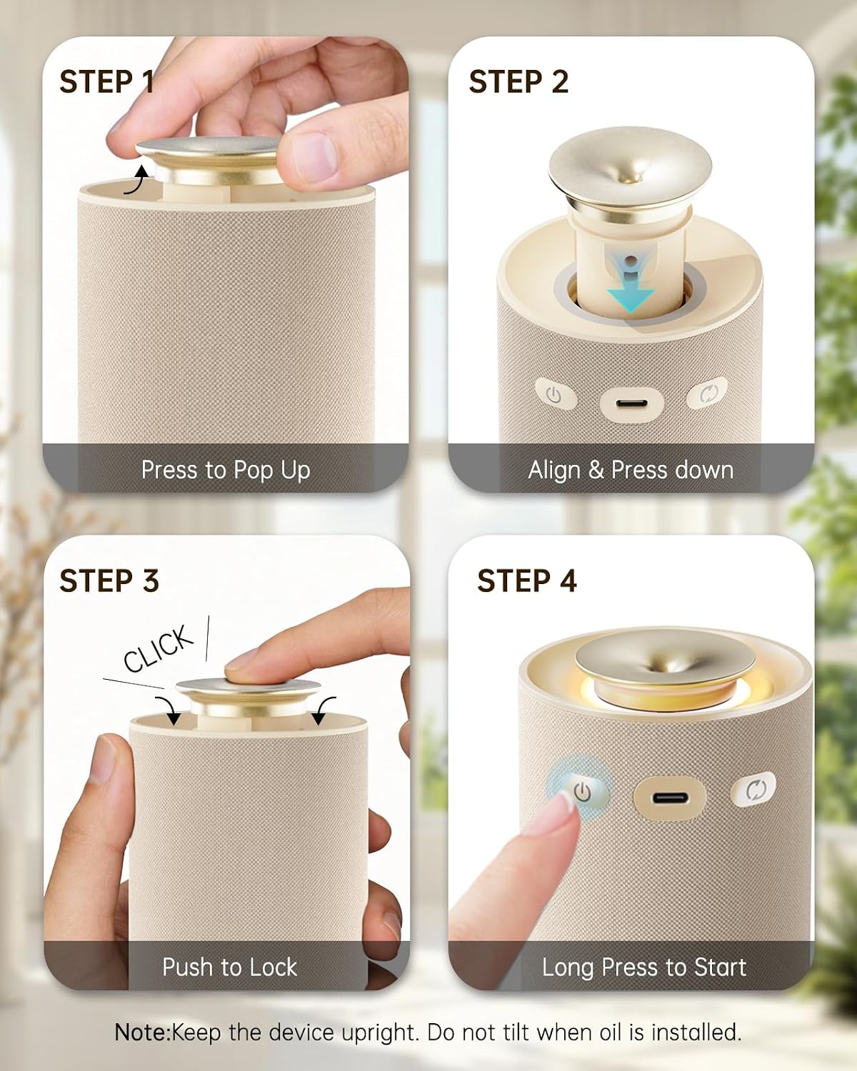 Home & Car Waterless Essential Oil Diffuser,Cordless Portable Fabric
